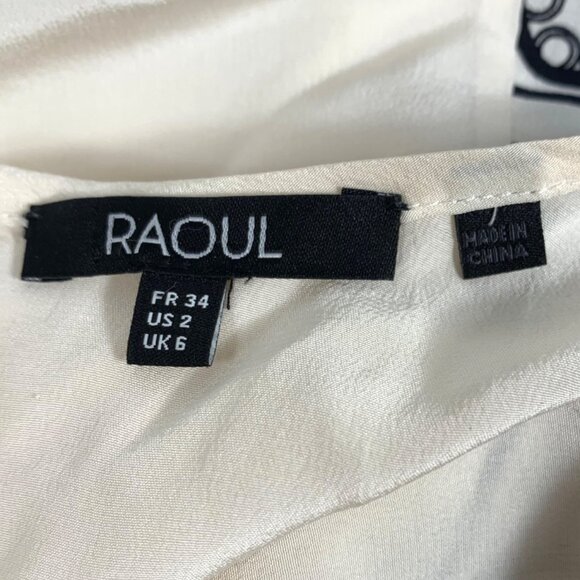 Raoul Womens 3D Floral Embellished Sleeveless 100% Silk Top Size 2 Ivory & Black - Picture 6 of 10